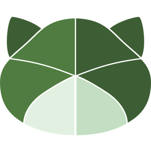ハチワレのシンボルマーク：8つの区画に分かれた猫の顔